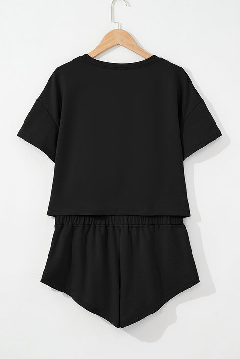 Sporty Baseball Print Cropped T-Shirt And Flowy Skort Two Piece Set